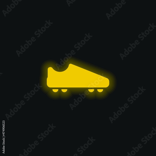 American Football Black Shoe yellow glowing neon icon