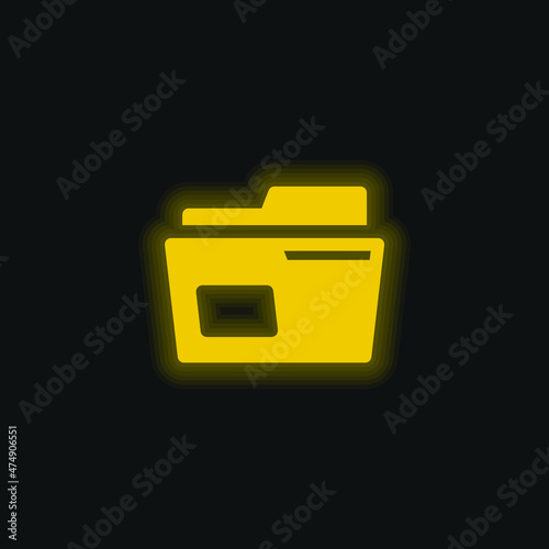 Archive yellow glowing neon icon