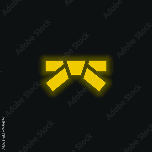 Belt yellow glowing neon icon