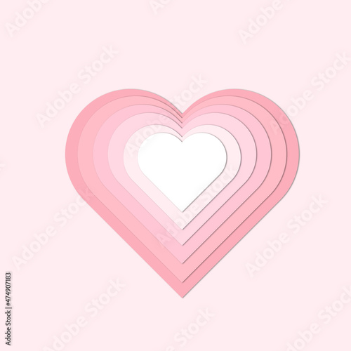 Heart style cut out paper in pastel colors. Love
