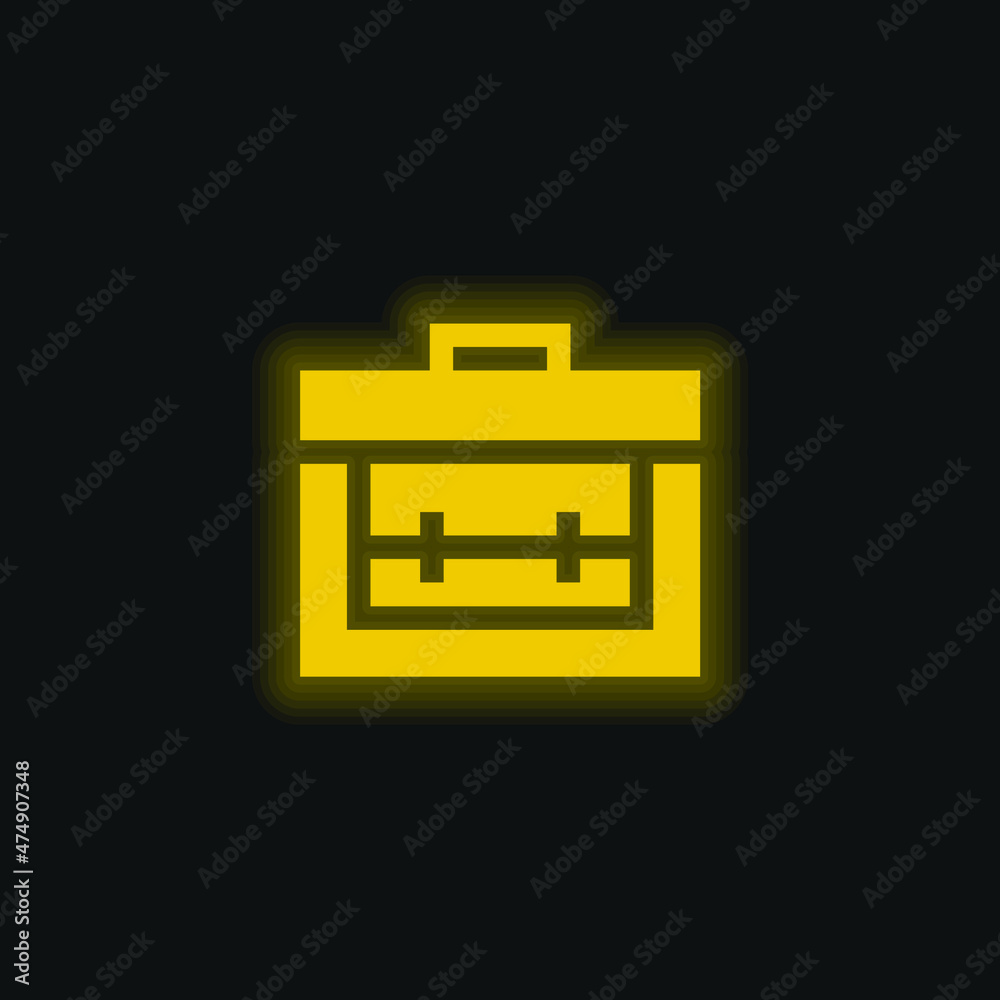 Briefcase yellow glowing neon icon Briefcase yellow glowing neon icon