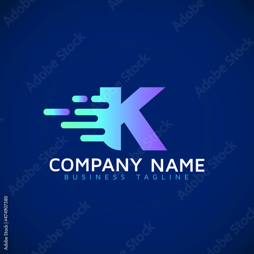 Letter K Speed motion fast Logo Design initial letter k icon Element