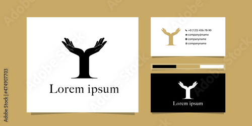 two hands up, unite into one. elegant logo