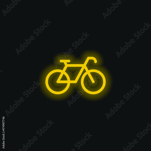 Bicycle Facing Right yellow glowing neon icon