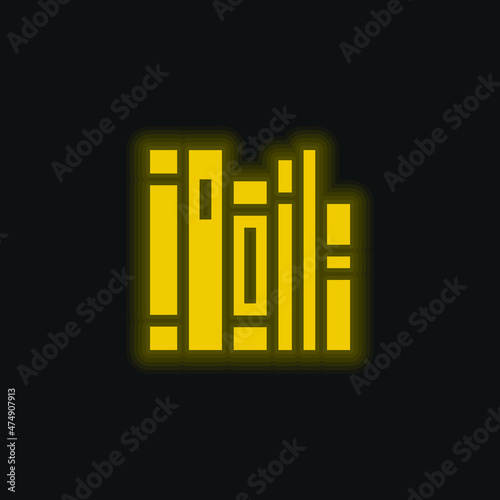 Books yellow glowing neon icon