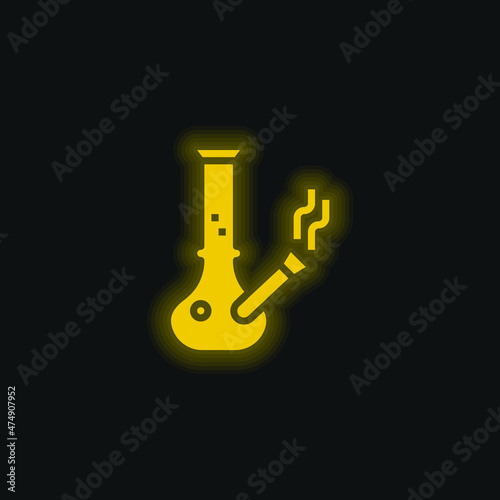 Bong yellow glowing neon icon