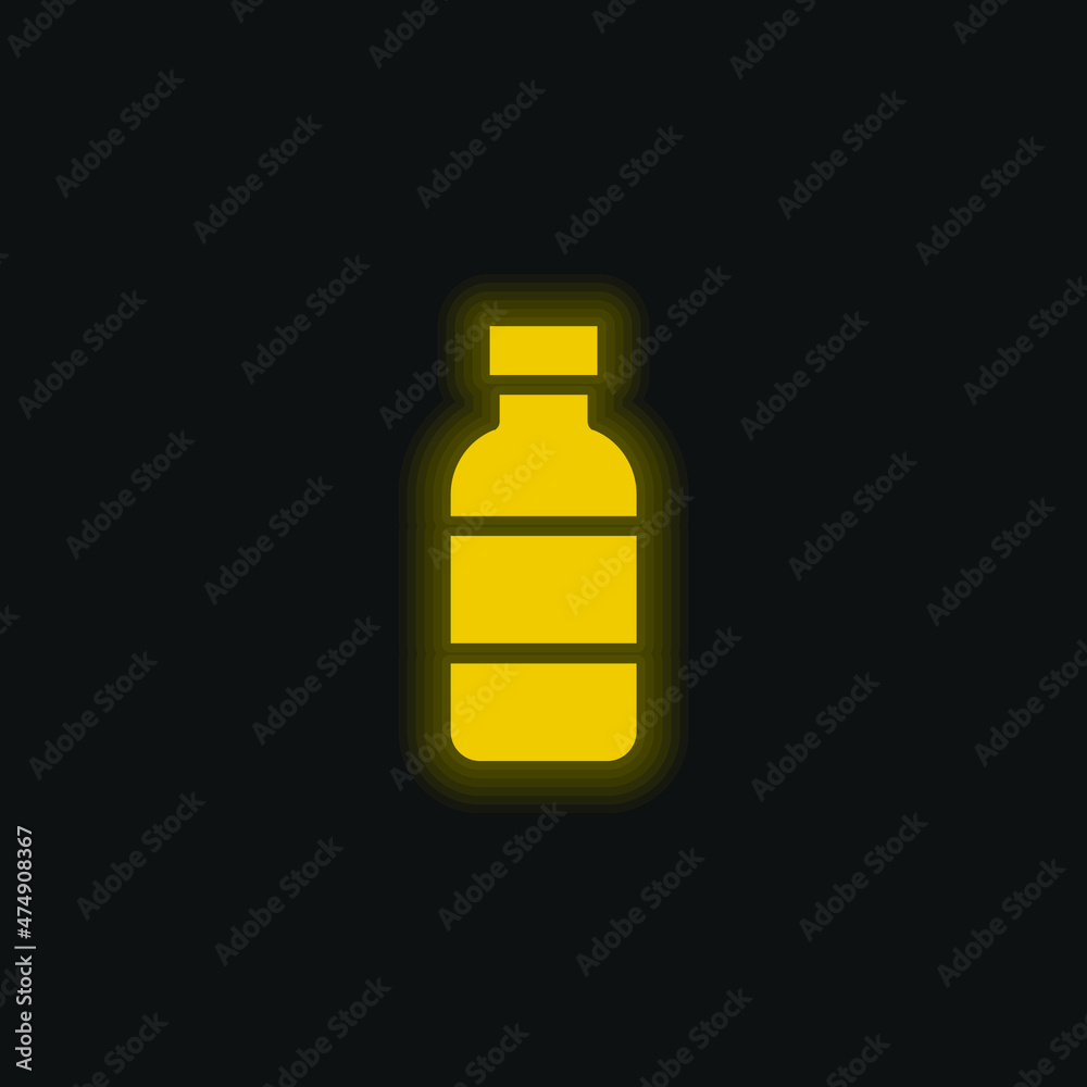 Bottle yellow glowing neon icon Bottle yellow glowing neon icon