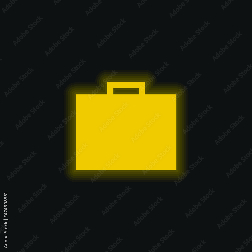 Briefcase yellow glowing neon icon