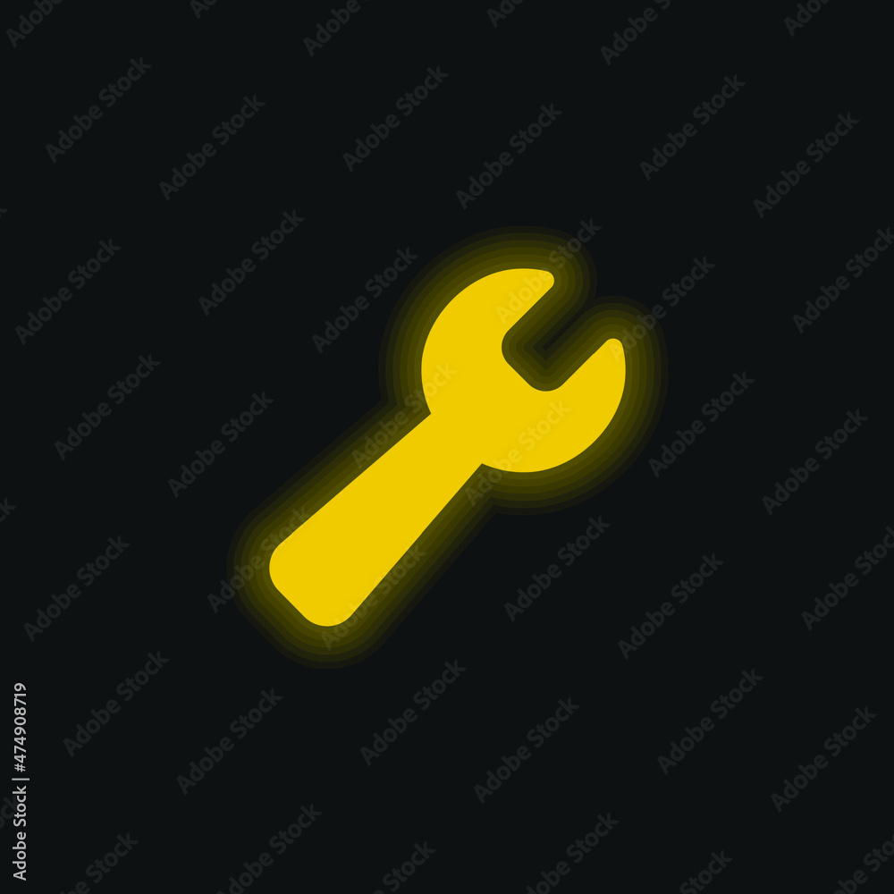 Black Wrench yellow glowing neon icon Black Wrench yellow glowing neon icon