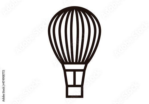 Icono negro de globo aerostático en fondo blanco.