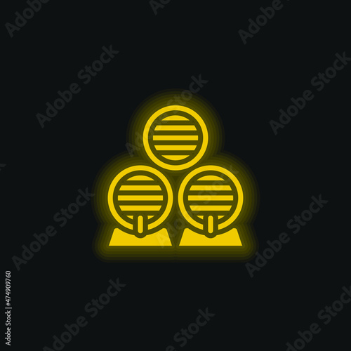 Barrel yellow glowing neon icon