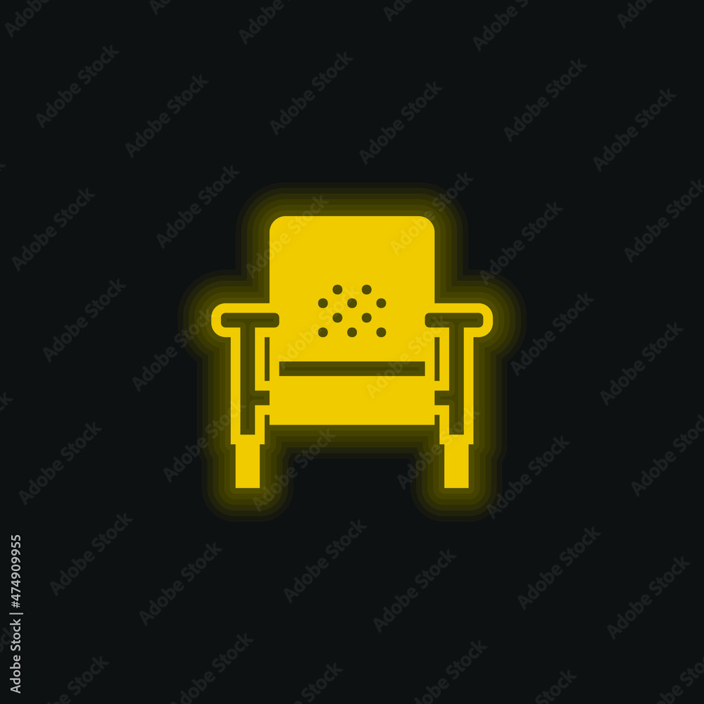 Fototapeta premium Armchair yellow glowing neon icon