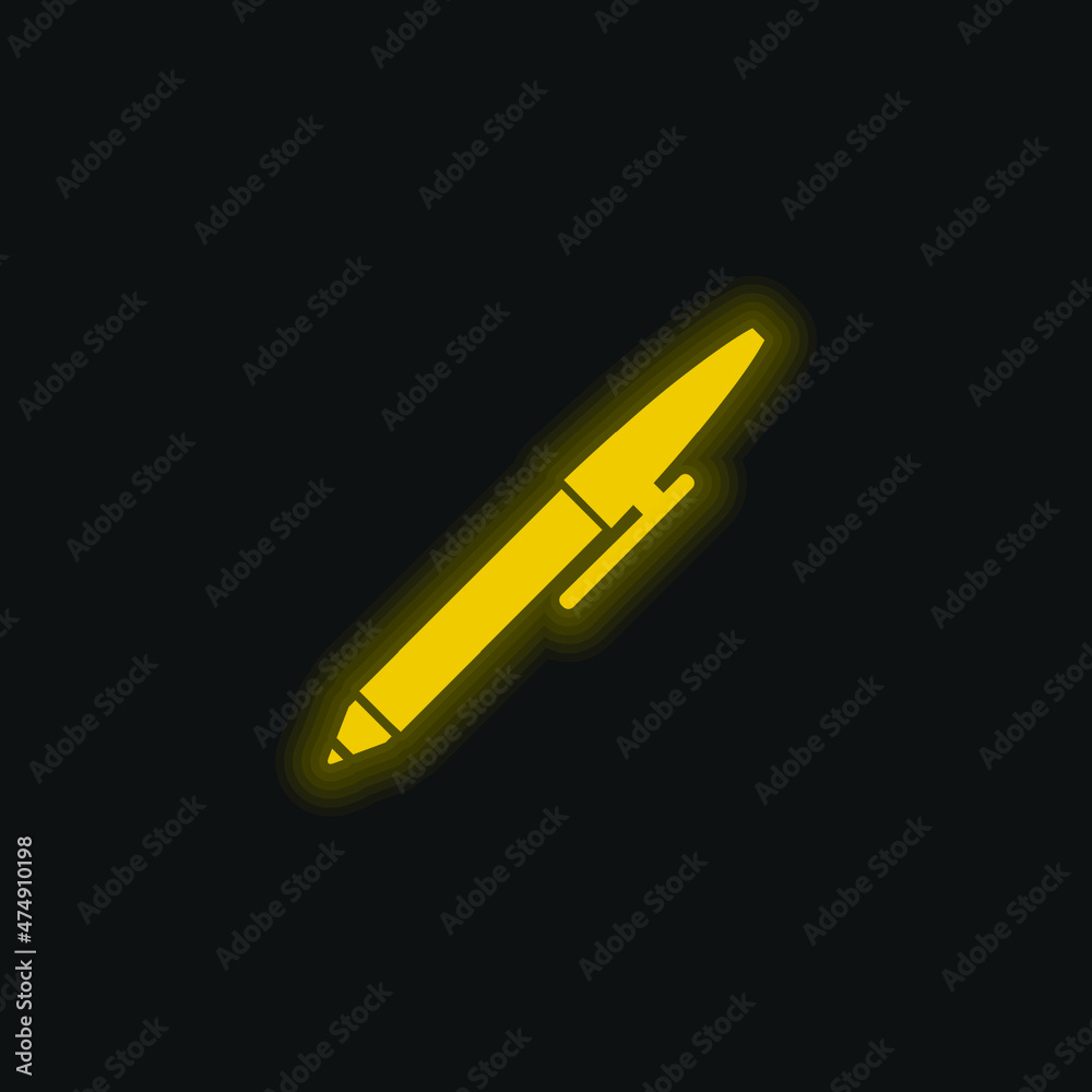 Ballpoint Pen yellow glowing neon icon Ballpoint Pen yellow glowing neon icon