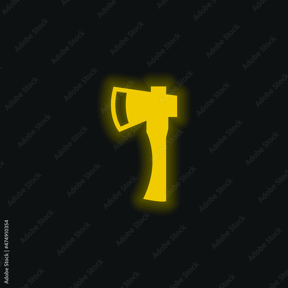 Obraz premium Ax yellow glowing neon icon