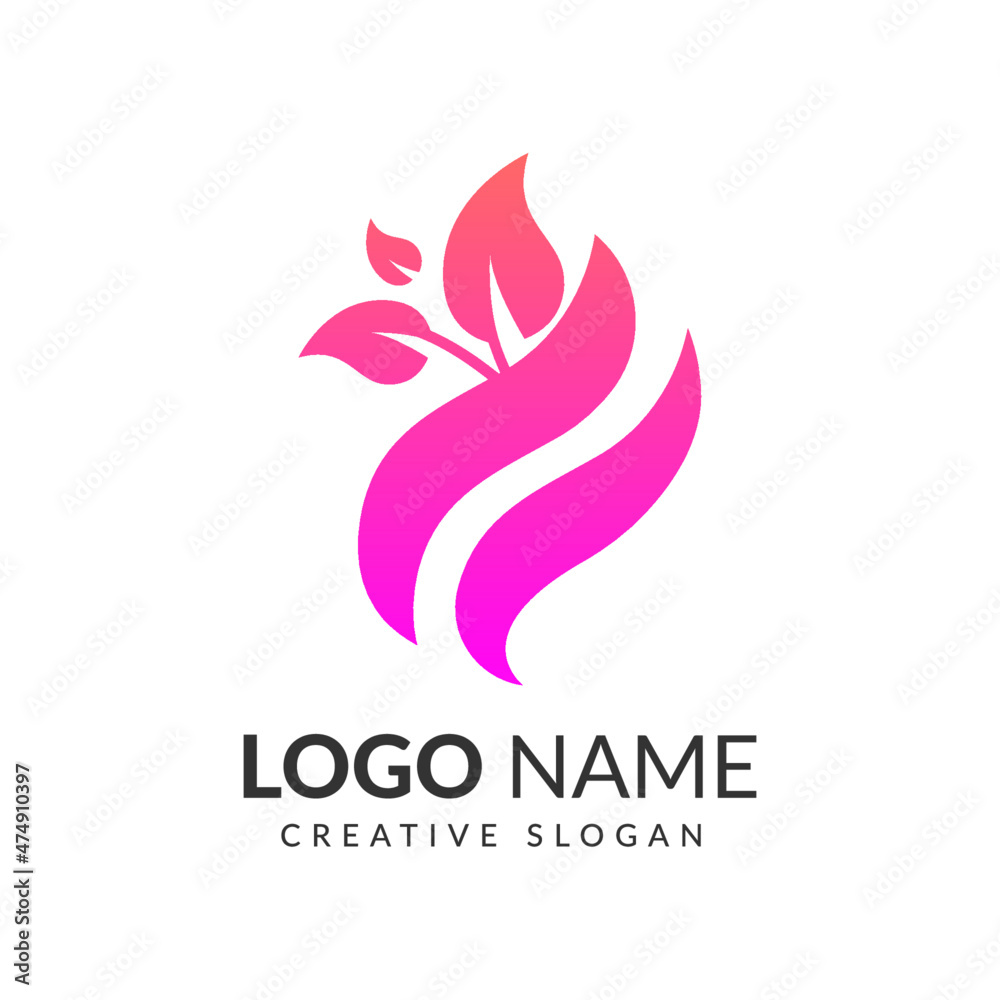 Beauty Women Face with leaf logo design. Vector Cosmetic logo vector illustration.	
