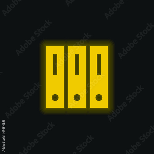Archive yellow glowing neon icon