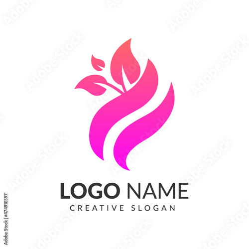 Beauty Women Face with leaf logo design. Vector Cosmetic logo vector illustration. 