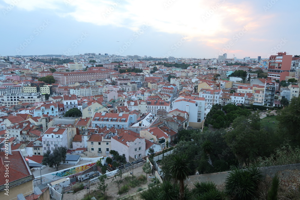 Cityscape of Lisbon in the dusk . Porugal