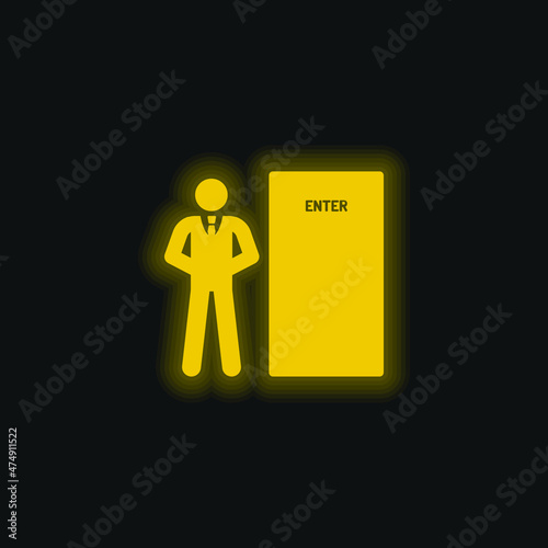 Bodyguard yellow glowing neon icon