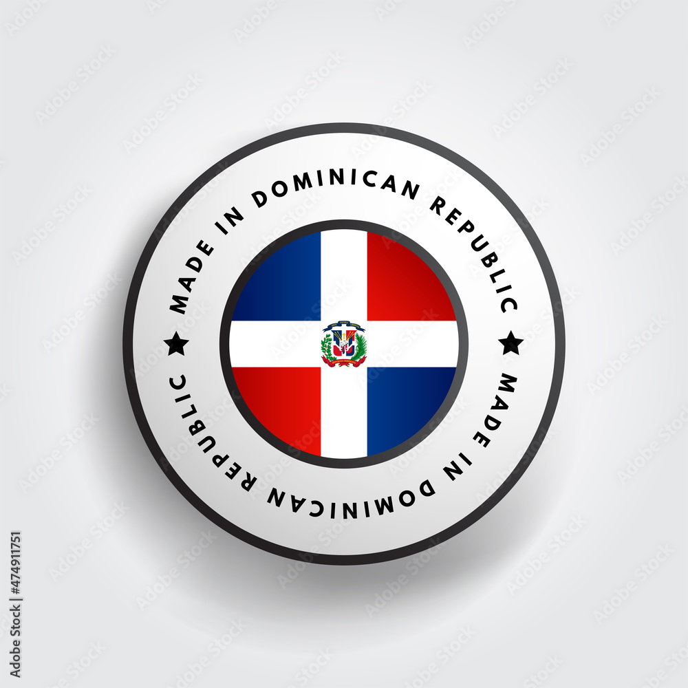 Made in Dominican Republic text emblem badge, concept background