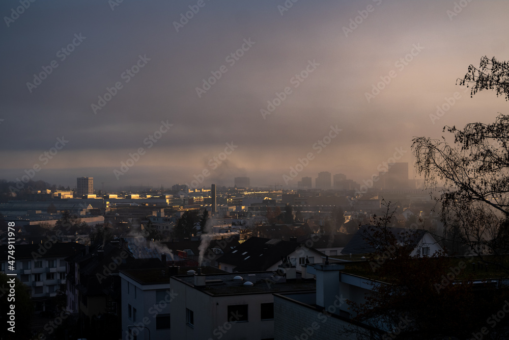 Skyline Oerlikon (nebel) foggy oerlikon