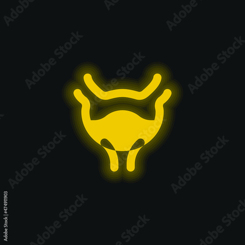 Bladder yellow glowing neon icon