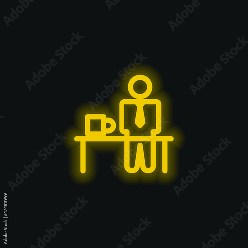 Break Time yellow glowing neon icon
