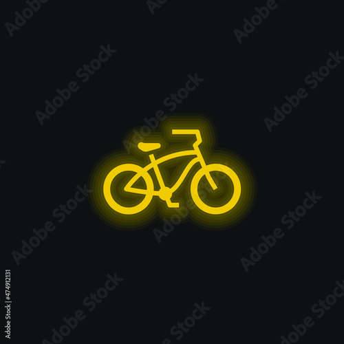Fototapeta Naklejka Na Ścianę i Meble -  Bicycle yellow glowing neon icon