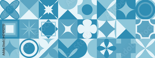 blue winter background geometrical pattern horizontal banner