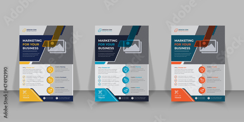 Business poster or flyer and brochure or magazine design, vector template layout in illustrator photo
