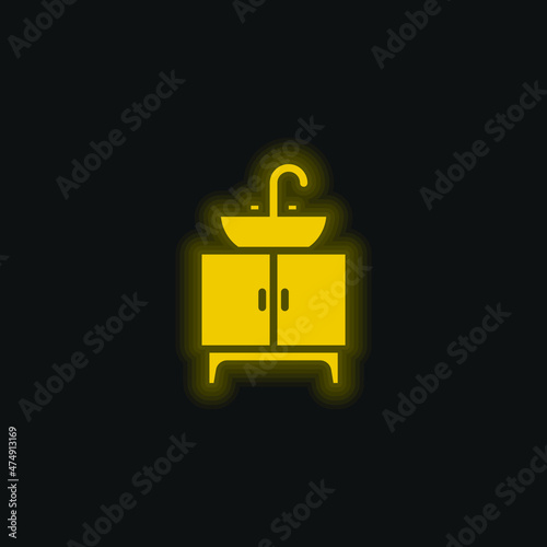 Basin yellow glowing neon icon