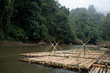 Bamboo rafts for river rafting Nature tourism in Thailand