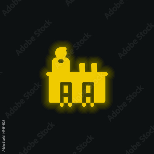 Bar yellow glowing neon icon
