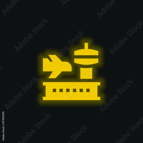 Airport yellow glowing neon icon