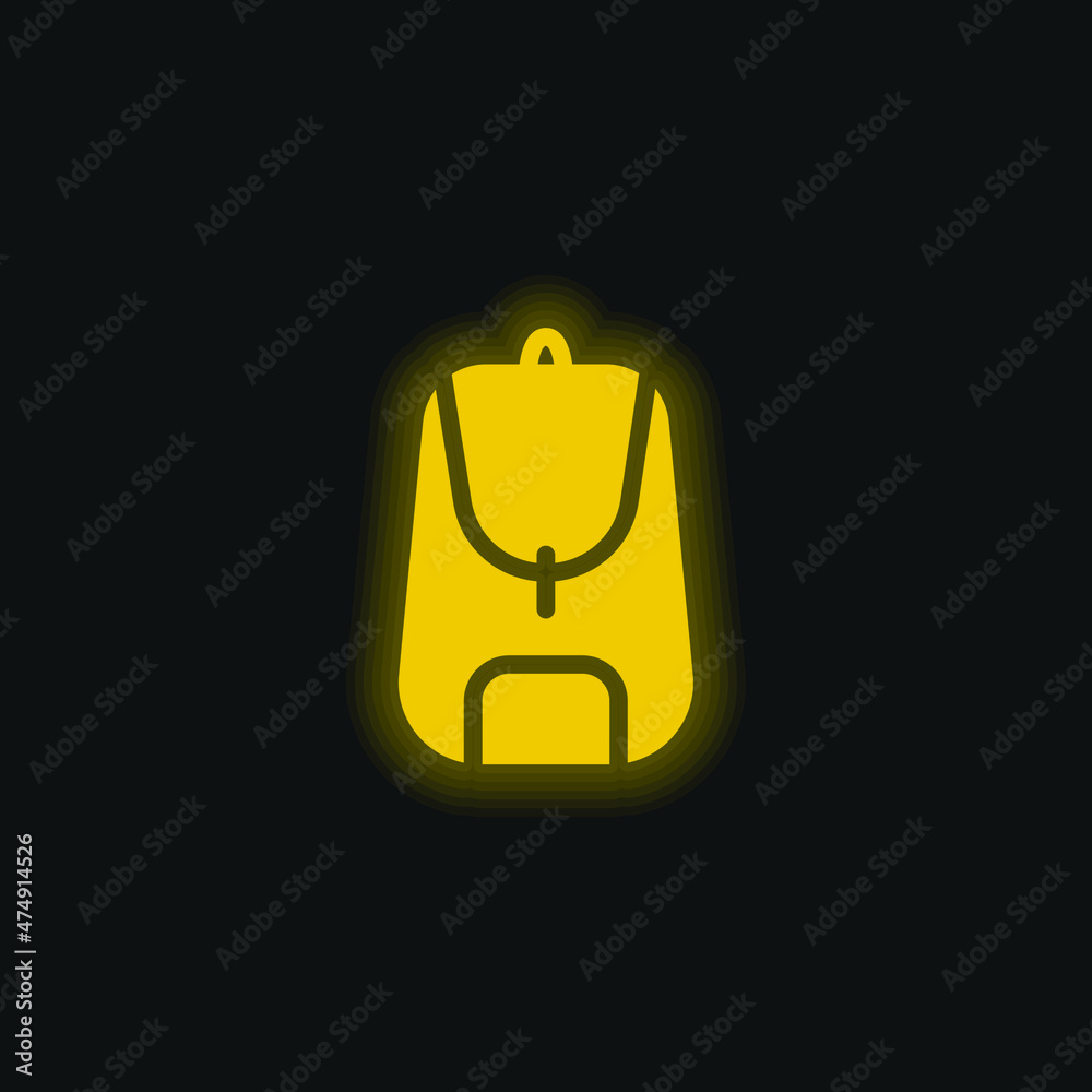 Backpack yellow glowing neon icon Backpack yellow glowing neon icon