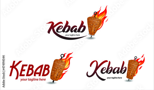 Shawarma logo for restaurants and markets. Doner kebab logo template. EPS10 vector illustration.