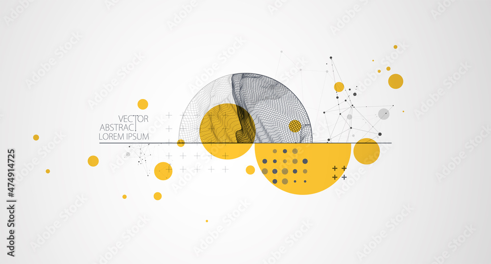 Trendy abstract wireframe background. Modern science or technology art elements. Surface illustration. Vector.