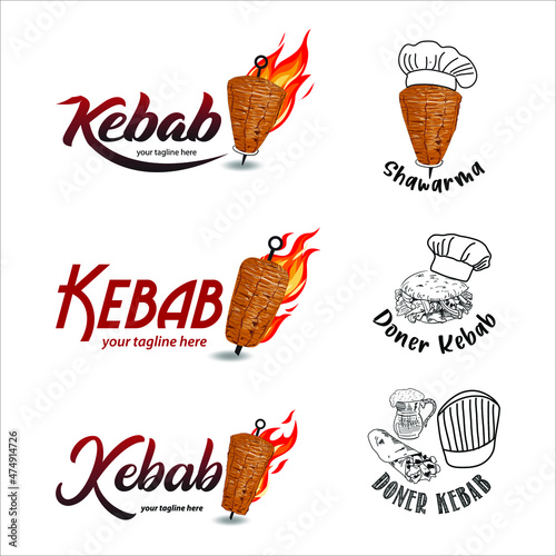 Shawarma logo for restaurants and markets. Doner kebab logo template. EPS10 vector illustration.