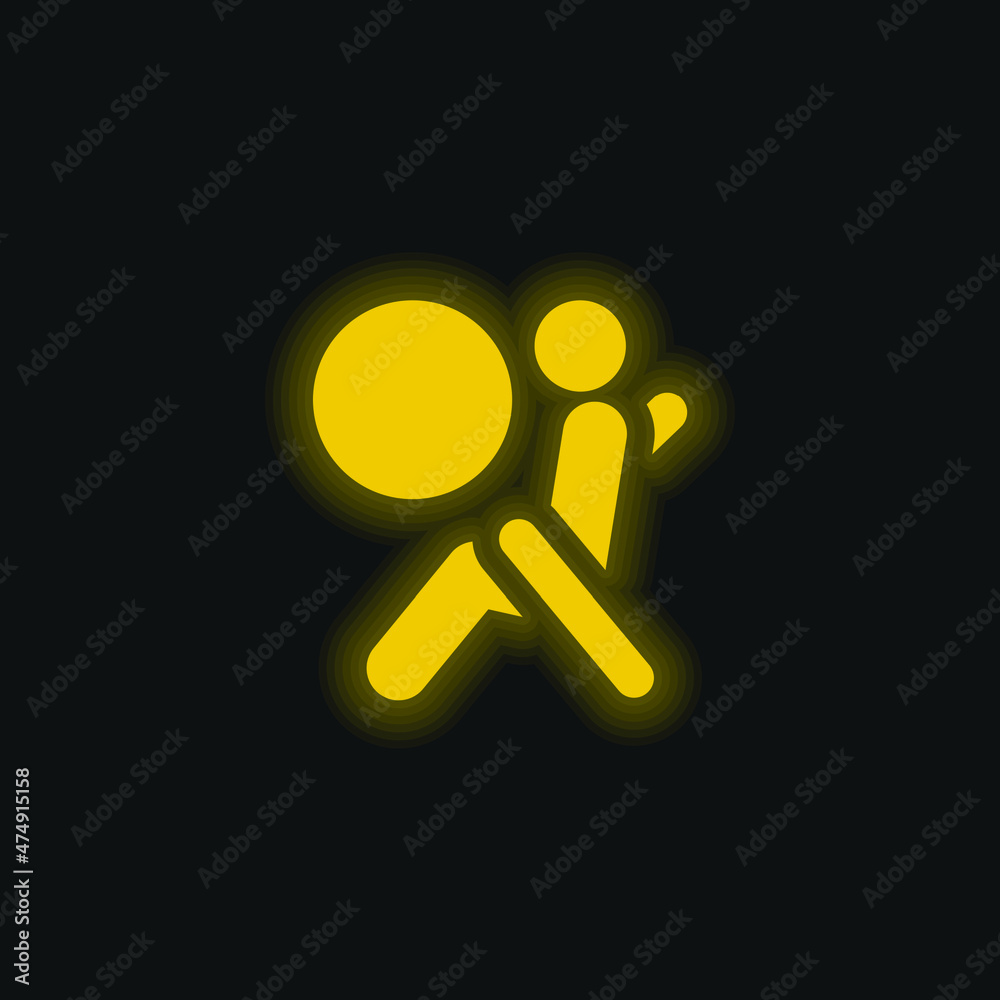 Airbag yellow glowing neon icon