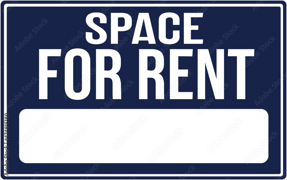 A sign in blue color that says : space for rent 