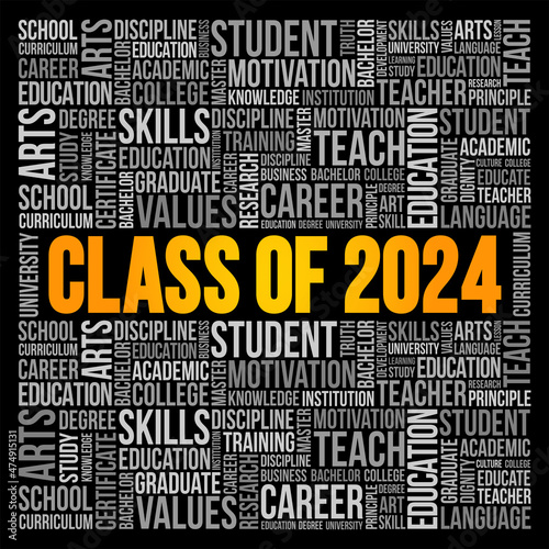 CLASS OF 2024 word cloud collage, education concept background