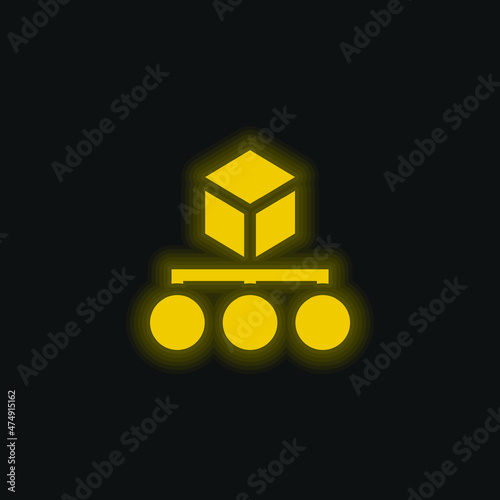 Algorithm yellow glowing neon icon