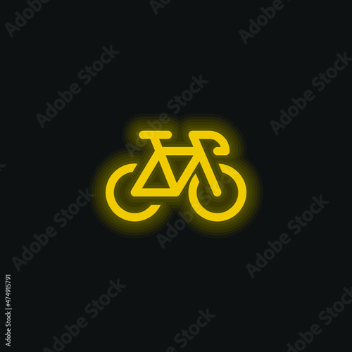 Bike yellow glowing neon icon