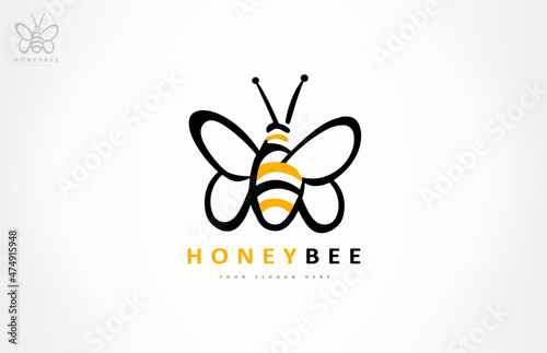 Bee logo vector. Beekeeping design. Insect illustration.