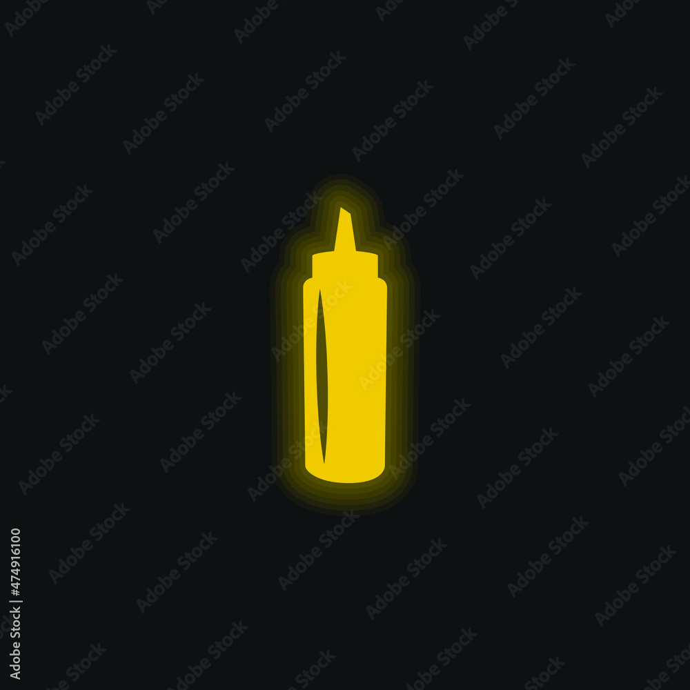 Black Bottle Sauce Container yellow glowing neon icon Black Bottle Sauce Container yellow glowing neon icon