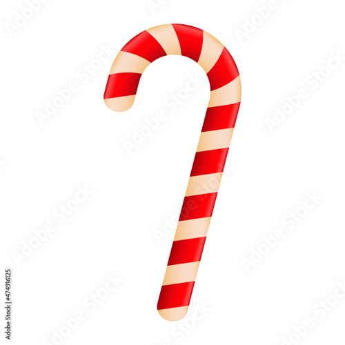Red Christmas candy cane on white background