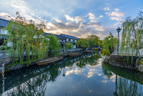 [岡山県]倉敷市・早朝の倉敷美観地区の風景