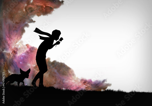 Obraz na plátně Little Prince against all odds silhouette art