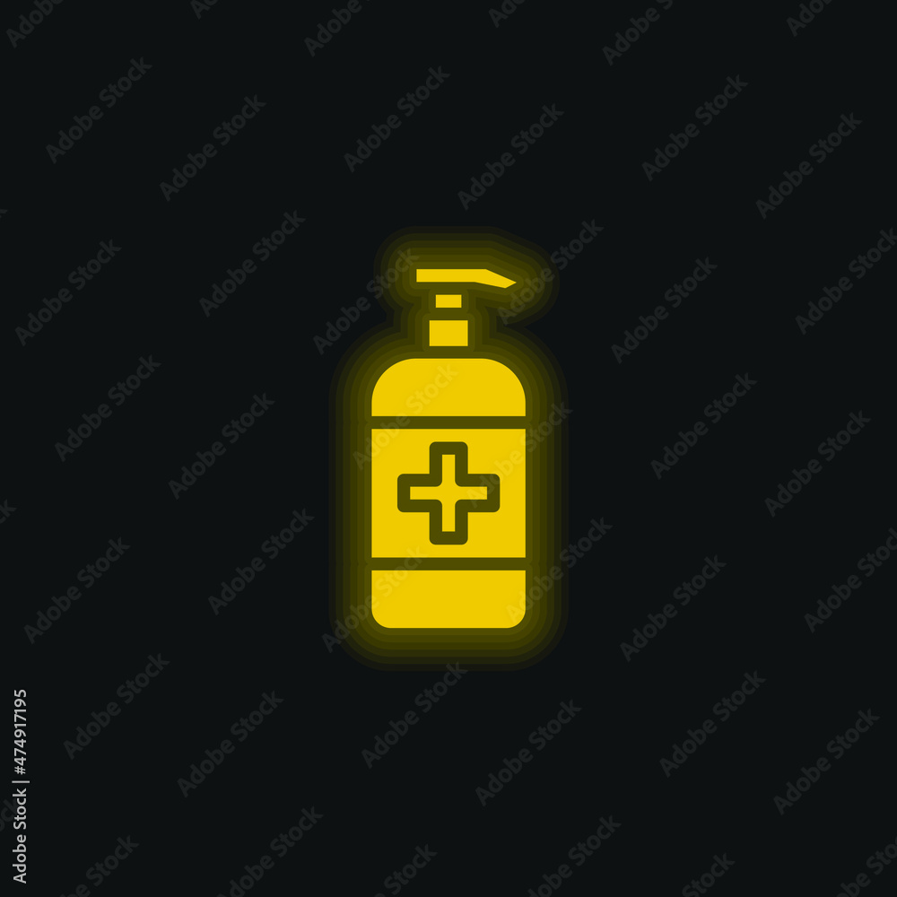 Antiseptic yellow glowing neon icon