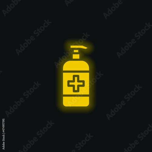 Antiseptic yellow glowing neon icon